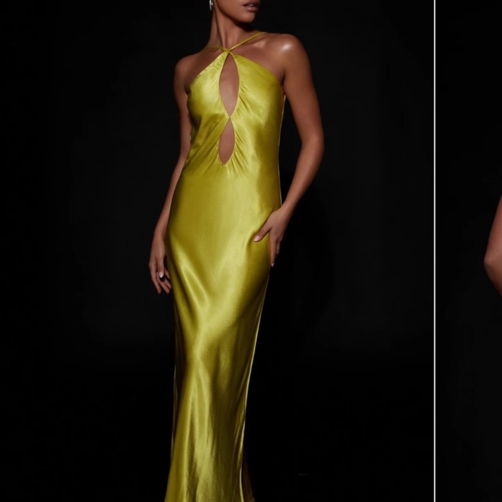 MESHKI XS DRESS SATIN CUT OUT MAXI